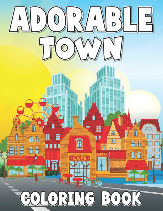 Book adorable town coloring book Zampinesica Milideline