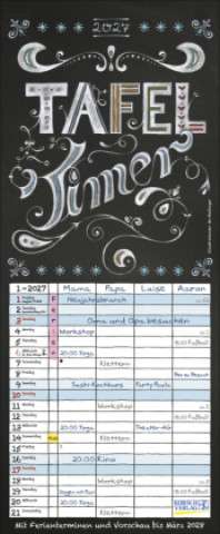 Kalendár/Diár Tafel Timer 2027 Mo Büdinger