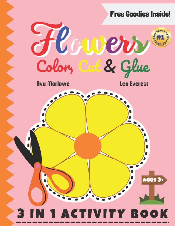 Książka Flowers Color, Cut & Glue Leo Everest