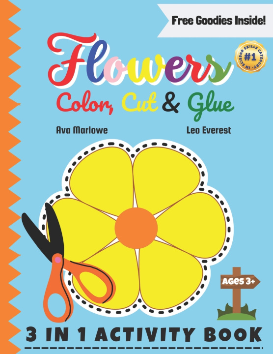 Kniha Flowers Color, Cut & Glue Leo Everest
