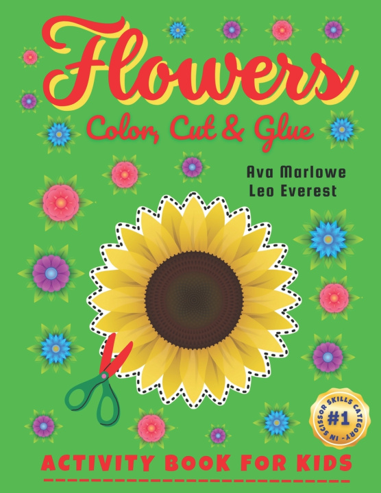 Książka Flowers Color, Cut & Glue Leo Everest