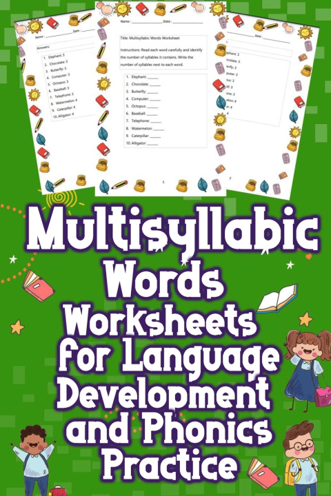 Kniha Multisyllabic Words Worksheets for Language Development and Phonics Practice David A Owens