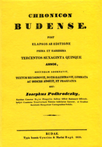 Kniha Chronicon Budense Podhradczky József