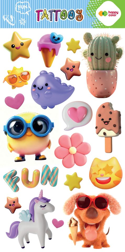 Kniha Tatuaże zmywalne SUMMER FUN 100x200mm Happy Color 