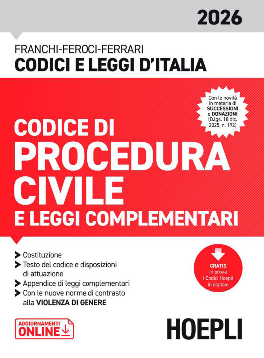 Boek Codice di procedura civile e leggi complementari 2026 Luigi Franchi