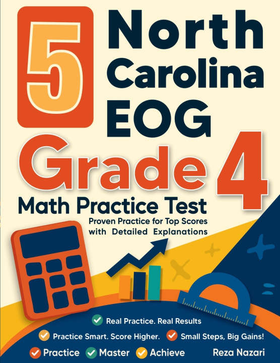 Kniha 5 North Carolina EOG Grade 4 Math Practice Tests Reza Nazari