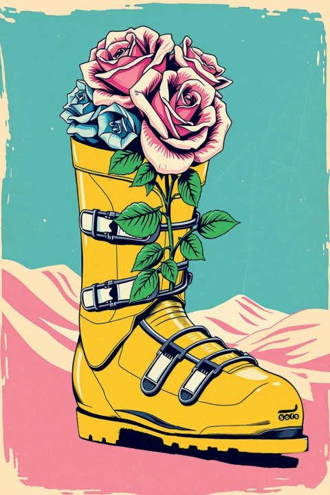 Kniha Notebook Floral Ski boot-Roses Marcoux