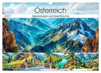 Календар/тефтер Österreich. Alpenzauber und Seenträume (Wandkalender 2027 DIN A3 quer), CALVENDO Monatskalender Calvendo