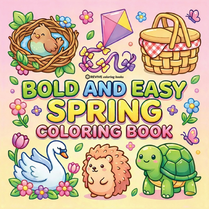 Book Bold & Easy Spring Coloring Book Revive Coloring Books