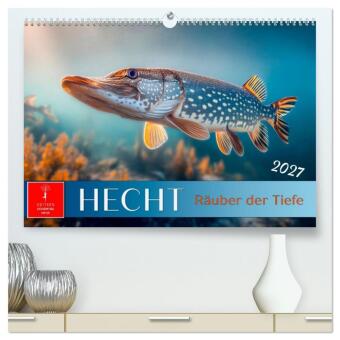 Kalendář/Diář Hecht - Jäger der Tiefe (hochwertiger Premium Wandkalender 2027 DIN A2 quer), Kunstdruck in Hochglanz Calvendo