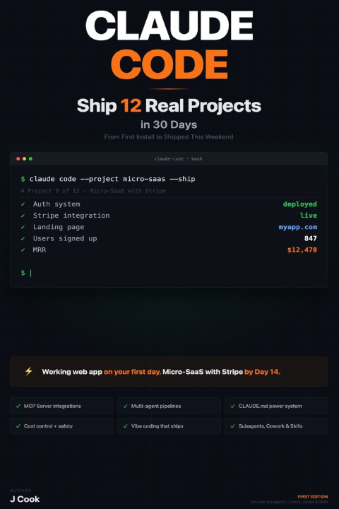 Knjiga Claude Code - Ship 12 Real Projects in 30 Days J Cook