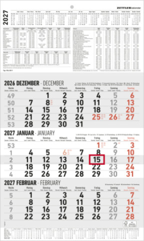 Koledar/Rokovnik 3-Monatskalender groß 2027 Neumann Verlage GmbH & Co. KG