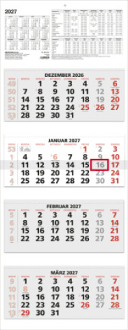 Kalendár/Diár 4-Monatskalender rot 2027 Neumann Verlage GmbH & Co. KG