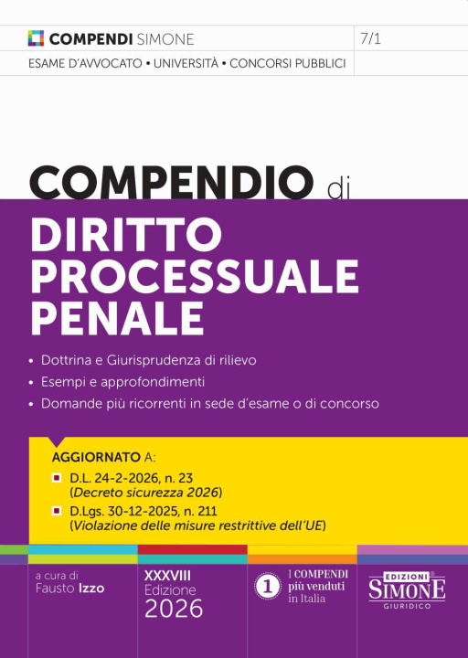 Livro Compendio di diritto processuale penale Fausto Izzo