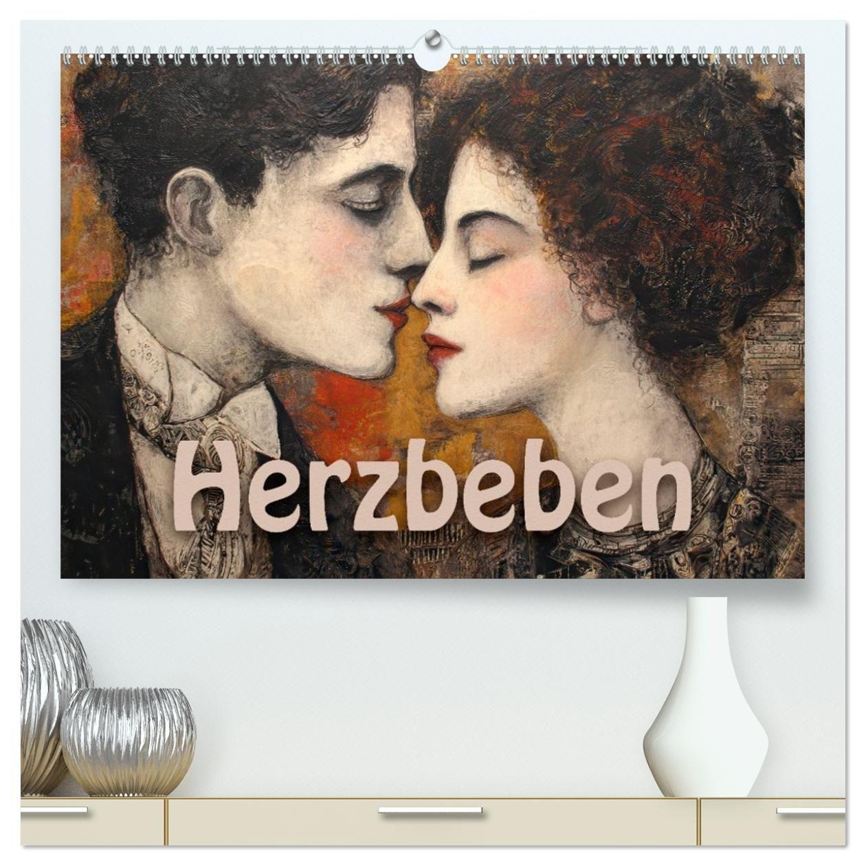 Kalendár/Diár Herzbeben (hochwertiger Premium Wandkalender 2027 DIN A2 quer), Kunstdruck in Hochglanz Calvendo
