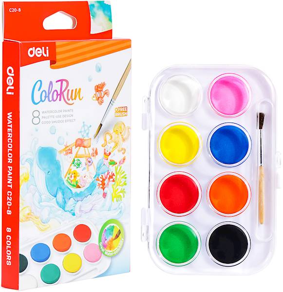 Libro Farby akwarelowe ColoRun 8 kolorów + pędzelek 