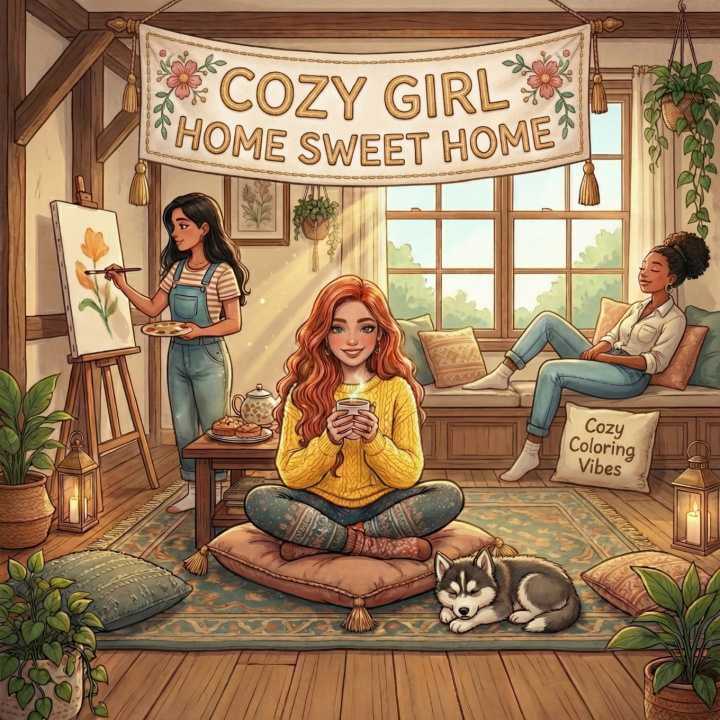 Knjiga Cozy Girl Home Sweet Home Cozy Coloring Vibes
