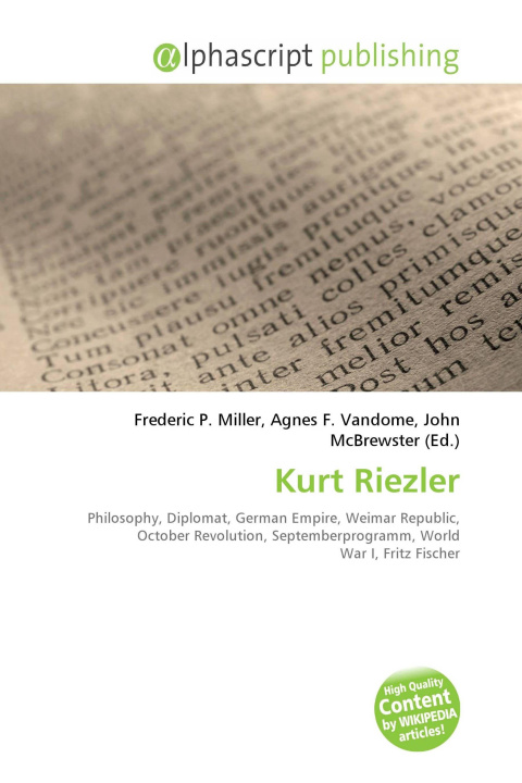 Kniha Kurt Riezler Agnes F. Vandome