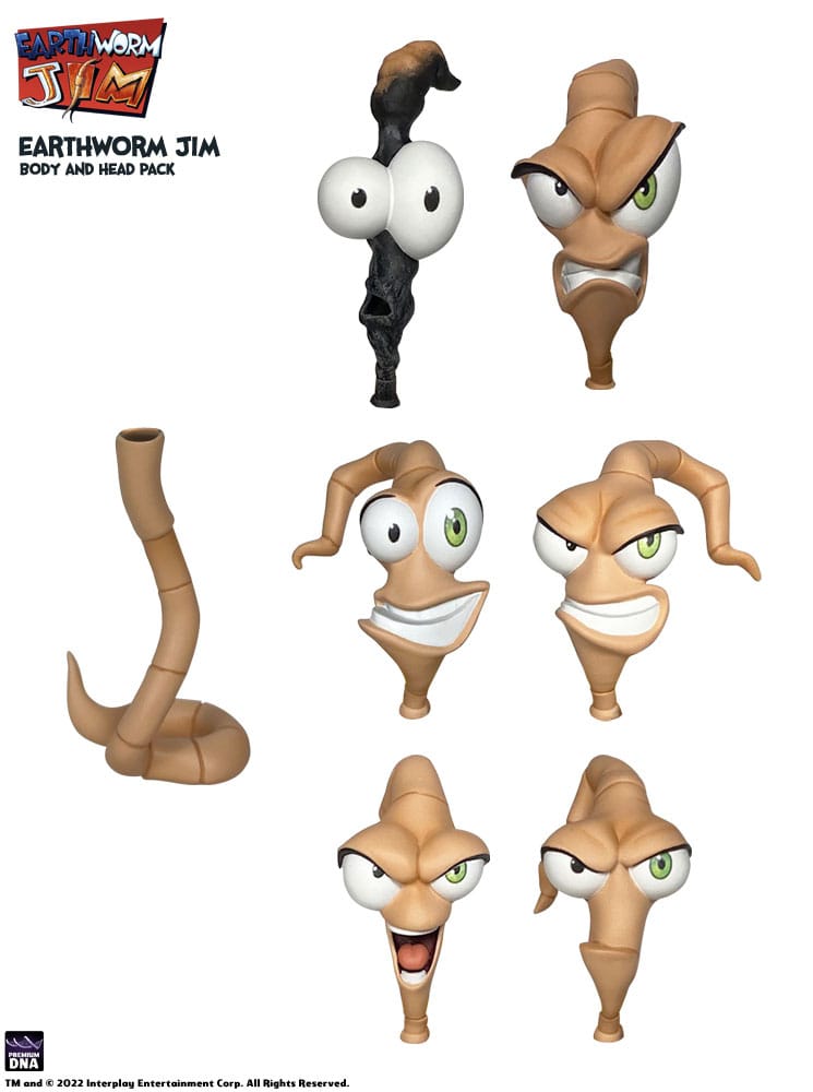 Spel/speelgoed Earthworm Jim Accessory Pack Wave 1: Worm Body & Jim Heads 