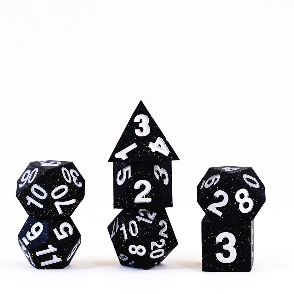Schrijfwaren FanRoll Sharp Edge Silicone Dice Set Gold Scatter (7) 