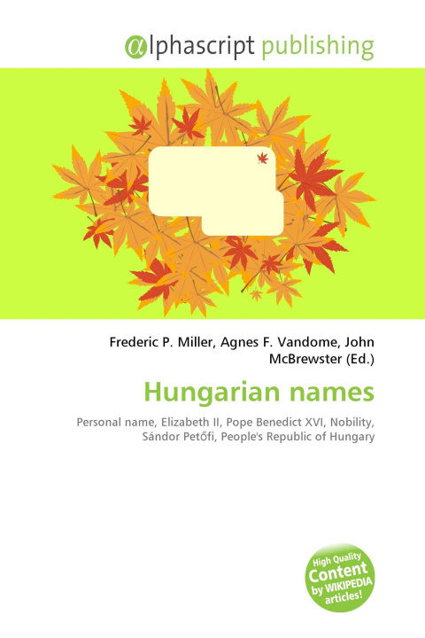 Kniha Hungarian names Agnes F. Vandome