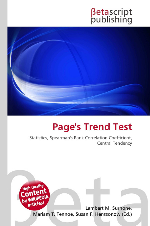 Kniha Page's Trend Test Miriam T. Timpledon