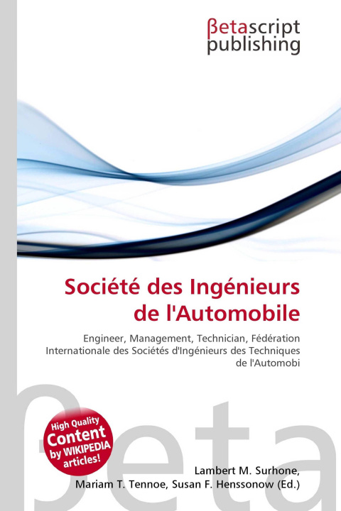 Kniha Société des Ingénieurs de l'Automobile Mariam T. Tennoe