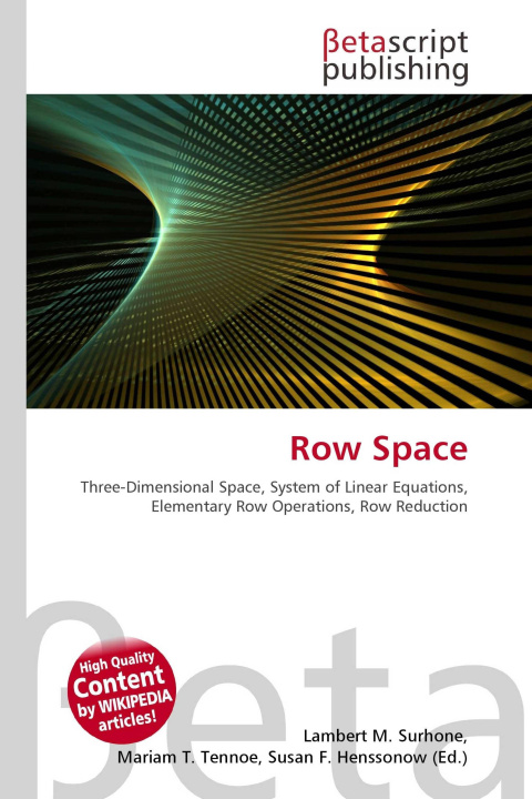 Kniha Row Space Mariam T. Tennoe