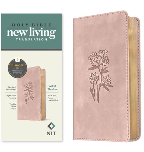 Libro NLT Pocket Thinline Bible, Filament Enabled (Leatherlike, Blush Pink Flowers, Red Letter) New Living Translation