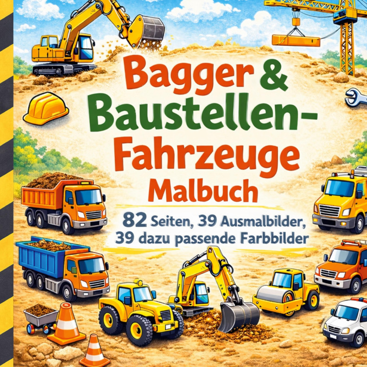 Kniha Bagger & Baustellen-Fahrzeug Malbuch Ewo Kahn