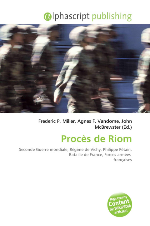 Knjiga Procès de Riom Agnes F. Vandome