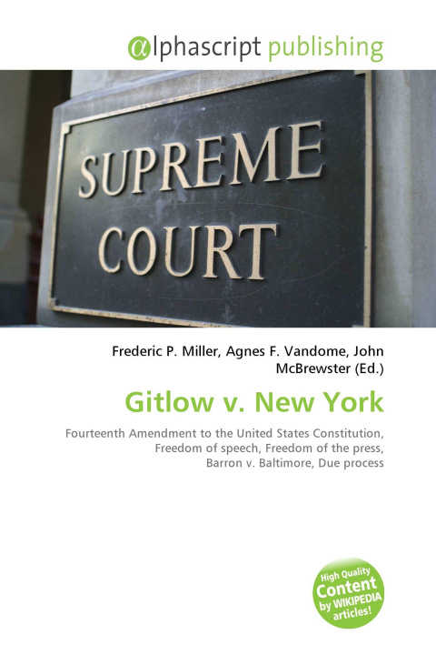 Knjiga Gitlow v. New York Agnes F. Vandome