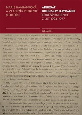 Книга Adresát Bohuslav Havránek Marie Havránková