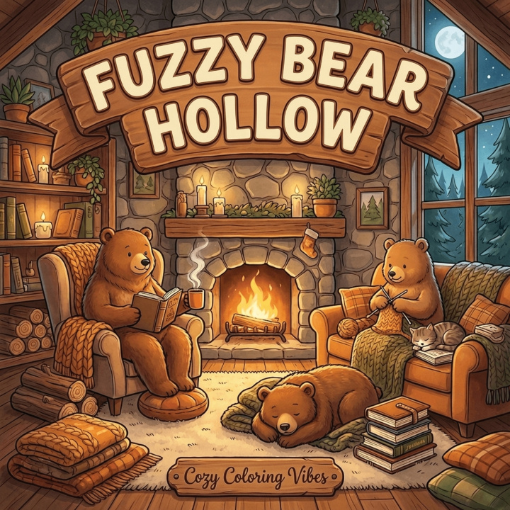 Kniha Fuzzy Bear Hollow Cozy Coloring Vibes