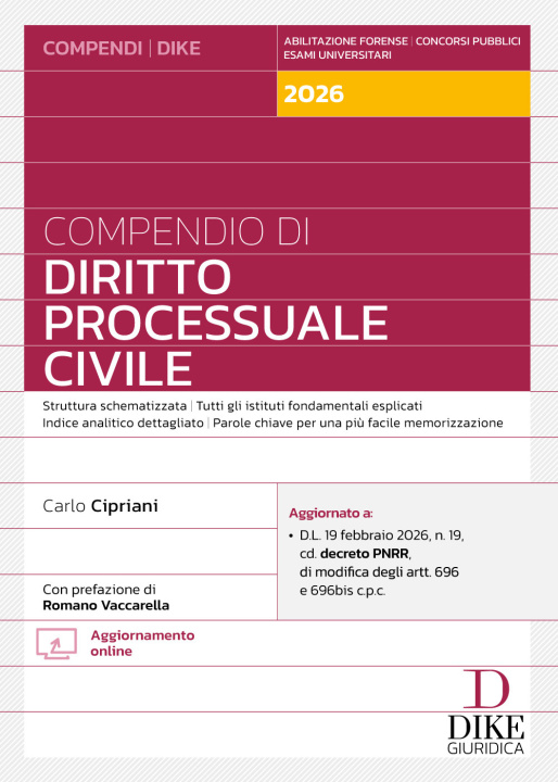 Kniha Compendio di diritto processuale civile 2026 Carlo Cipriani