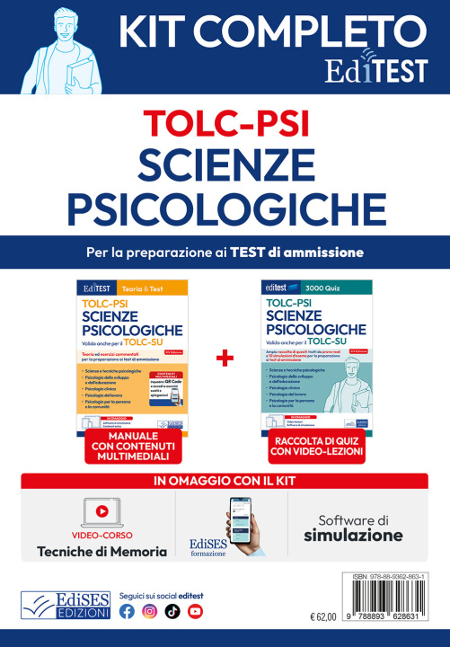 Kniha EdiTEST. Kit completo scienze psicologiche 