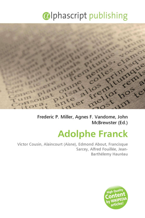 Könyv Adolphe Franck Agnes F. Vandome