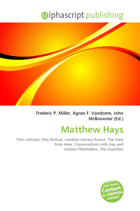 Knjiga Matthew Hays Agnes F. Vandome