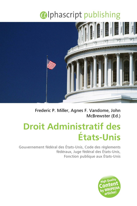 Knjiga Droit Administratif des États-Unis Agnes F. Vandome