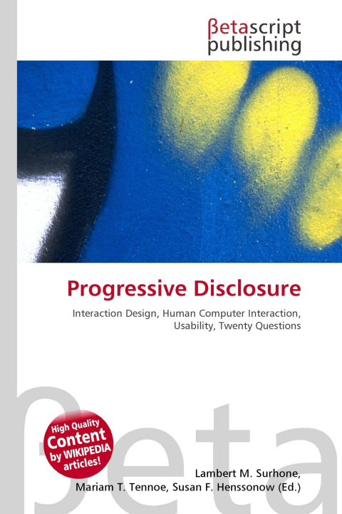 Kniha Progressive Disclosure Mariam T. Tennoe