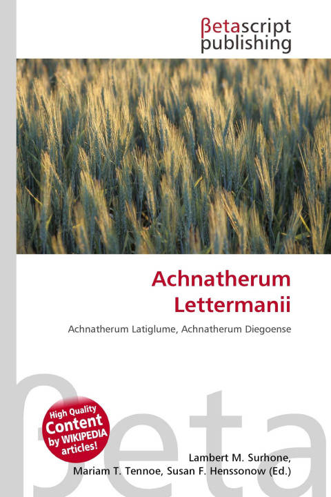Kniha Achnatherum Lettermanii Mariam T. Tennoe