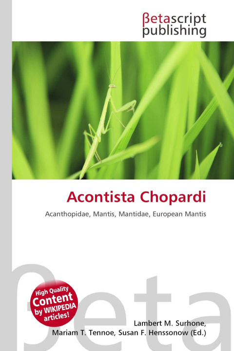 Kniha Acontista Chopardi Mariam T. Tennoe