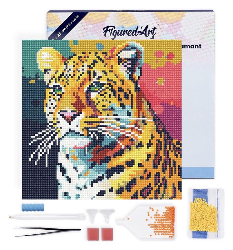 Kniha Mini diamantové malování - Leopard Pop Art 25x25cm na rámu 