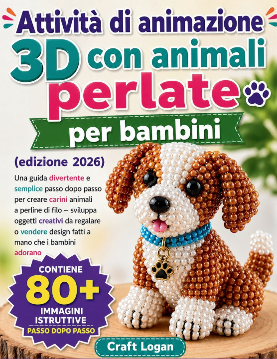 Kniha Attività di animazione 3D con animali perlate per bambini edizione 2026 Craft Logan