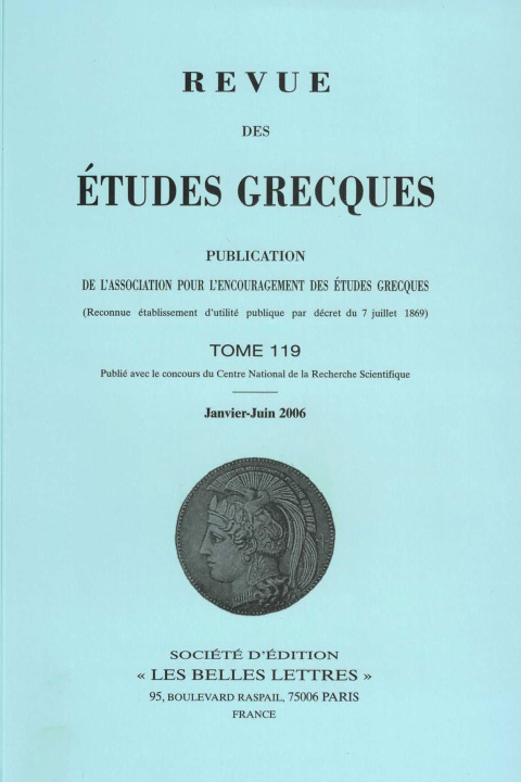 Kniha Revue des études grecques janvier-juin 2006, 119-1 - varia 