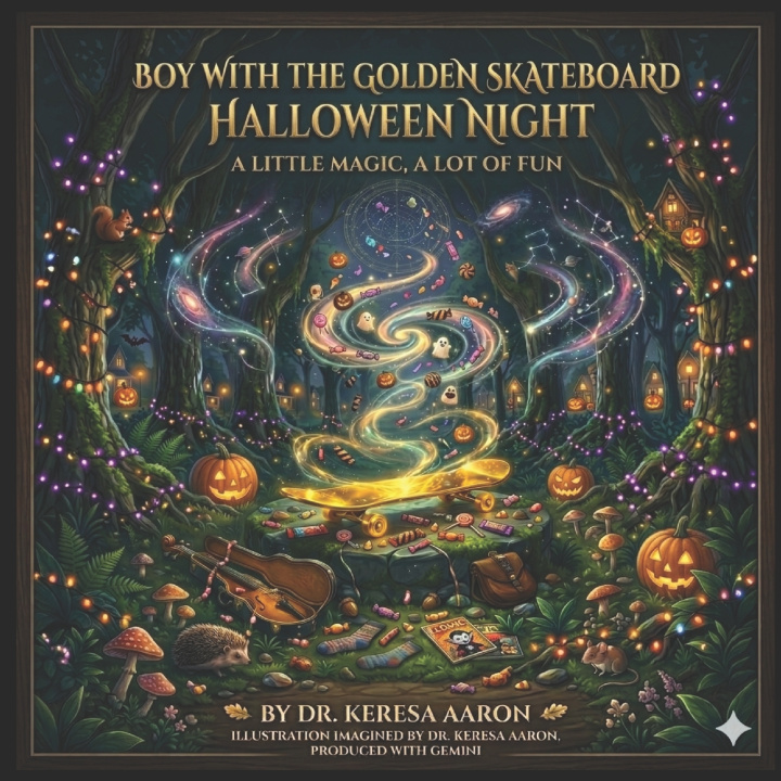 Libro The Boy with the Golden Skateboard Halloween Night Keresa Aaron