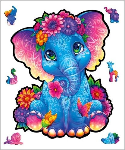 Hra/Hračka Dřevěné puzzle - Kouzelný sloník 