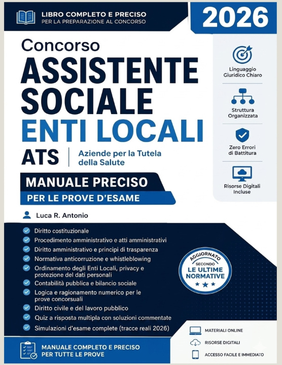 Buch Concorso Assistente Sociale Enti Locali ATS 2026 Luca R. Antonio