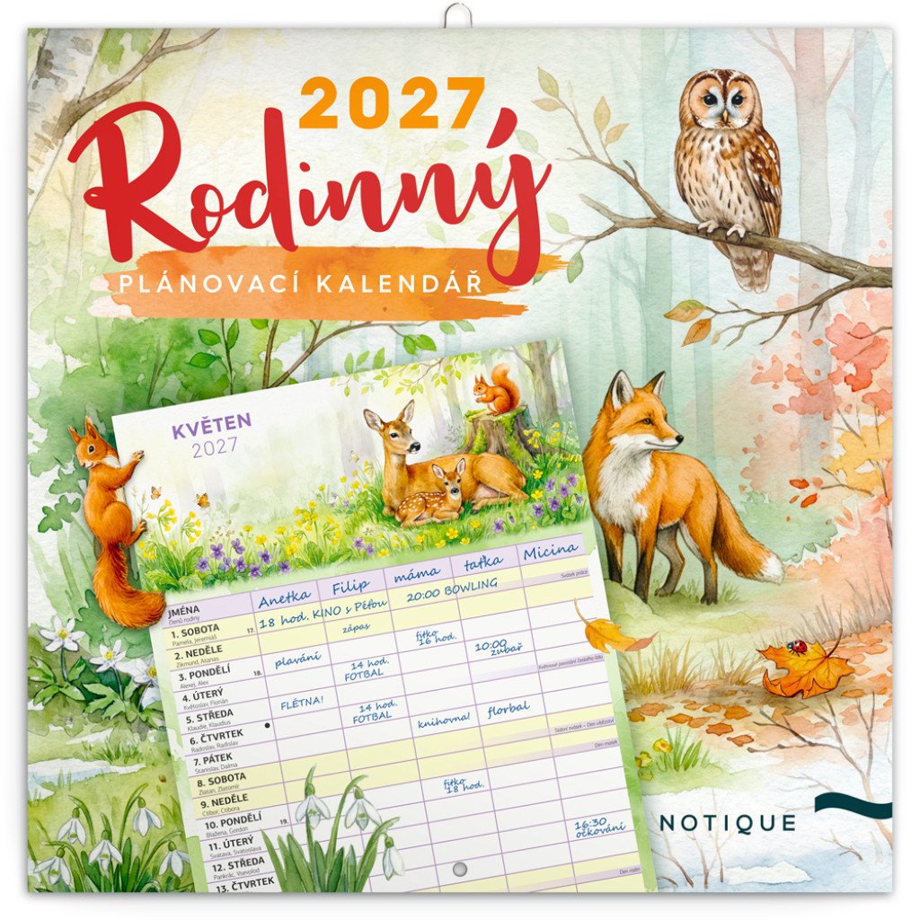 Kalender/Terminbuch Kalendář 2027 Rodinný, plánovací Zvířátka, 30 x 30 cm 