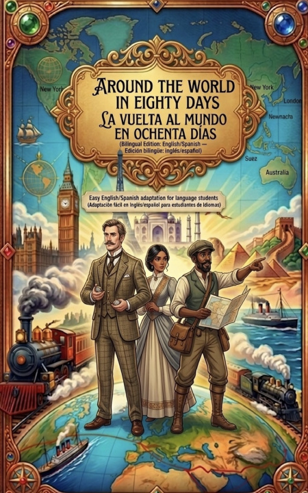 Buch Around the world in eighty days La vuelta al mundo en ochenta días Julio Verne